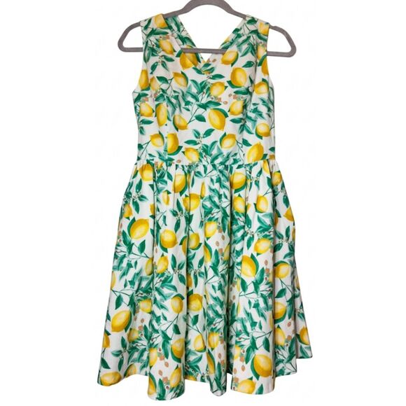 Elle Dresses & Skirts - Elle womens size 12  skater dress lemons yellow sundress green